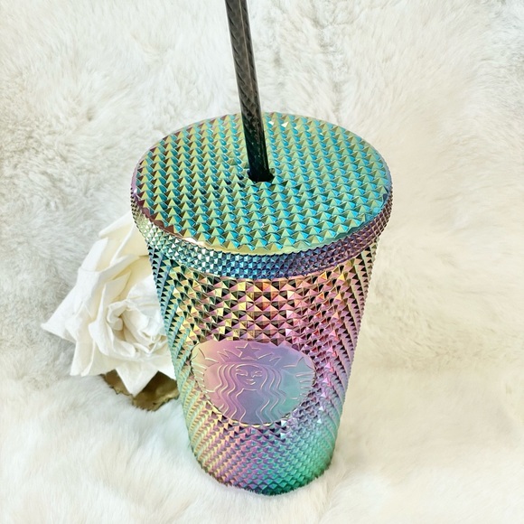 New with tags STARBUCKS IRIDESCENT, TEXTURED 16oz CUP with matching Straw #gift - Picture 2 of 6